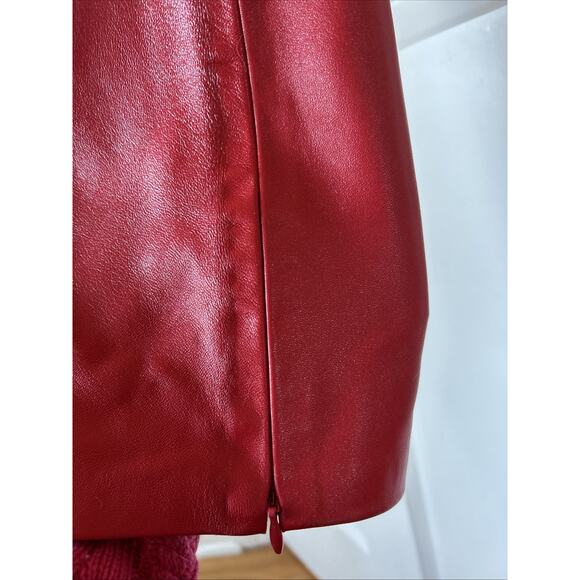 Women's pants real leather Red suede waistband ankle zip lined New 29 X 35 gromt - Picture 5 of 16
